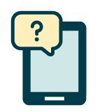 Icon of a digital phone with a question speech bubble