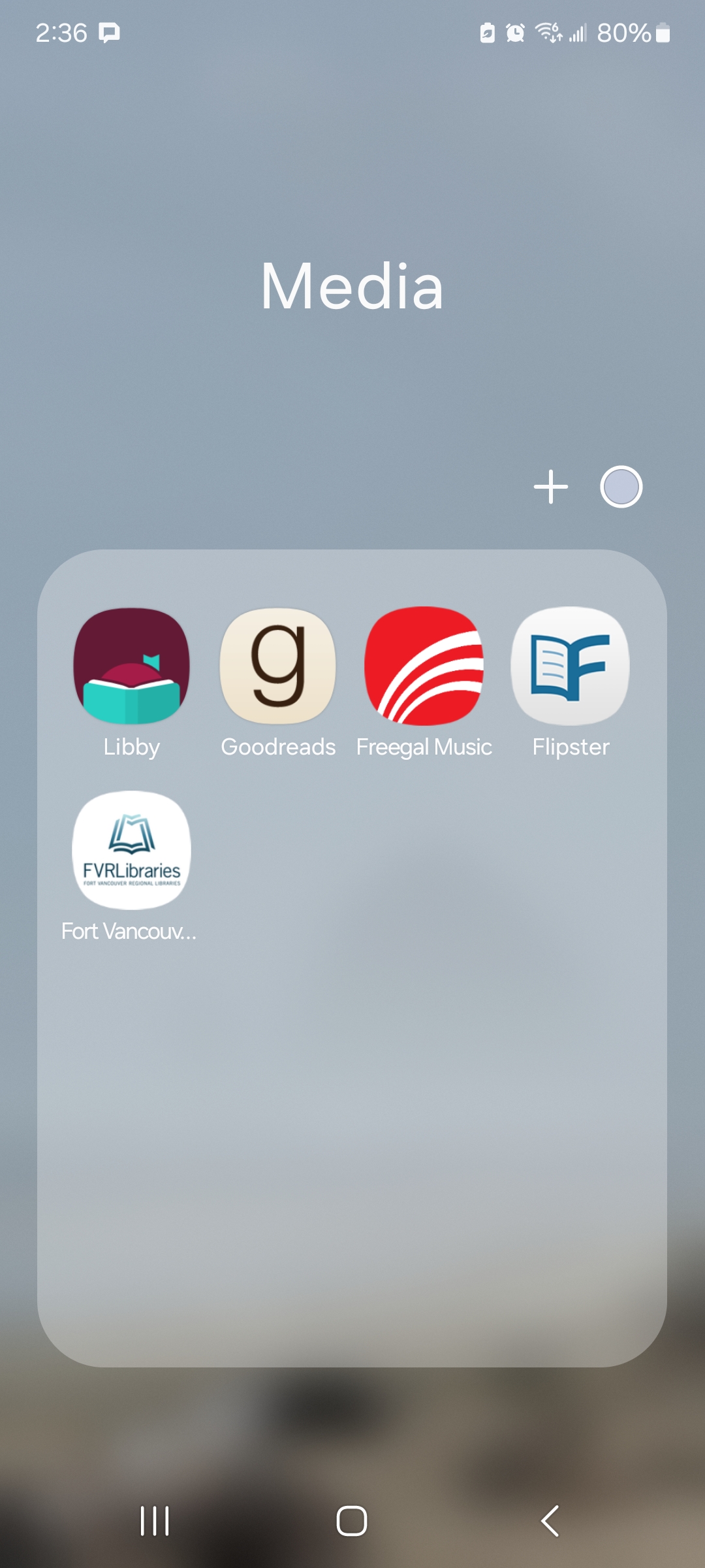 View a phone screen with apps including one for FVRLibraries