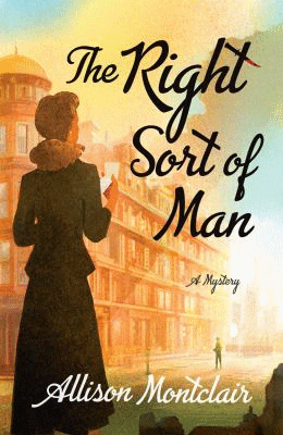 Book cover art of 1940s era woman with notebook, looking down a sun-washing street