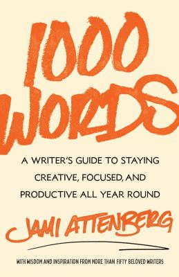 Pale yellow background with orange capital letters reading "1000 words"